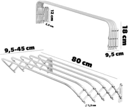 KADAX Inklapbaar wasrek voor wasruimte, ruimtebesparende wasdroger van metaal, uittrekbare accordeonwand, kleerhanger voor binnenshuis (80 cm) — thumbnail 2