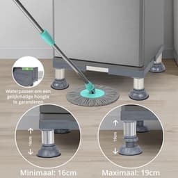 PromoHome Universele Apparatenstandaard - Aanpasbare Verhoging voor Wasmachine, Droger, Koelkast - Zware Draagkracht tot 300 kg - Roestvrij Staal - Anti-Slip Voetjes - Ergonomische Huishoudelijke Oplossing — thumbnail 3