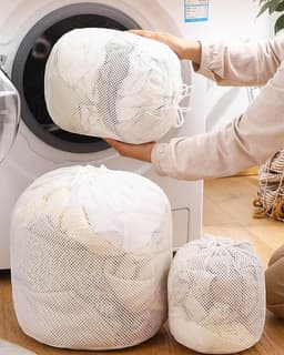 Pack of 5 - Herbruikbare Waszakken met Trekkoord - Chunky Net voor Jassen, Broeken, Beha's, Ondergoed, Breiwerk — thumbnail 3