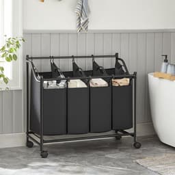 Wassorteerder met 4 zakken - Kledingorganisator - Afneembare zakken - Zware constructie - 105 cm x 38,5 cm x 81 cm — thumbnail 4