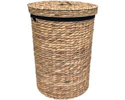 Lavandoux - Wasmand met Deksel - Waterhyacint - Naturel - S: Ø28 x H45 cm