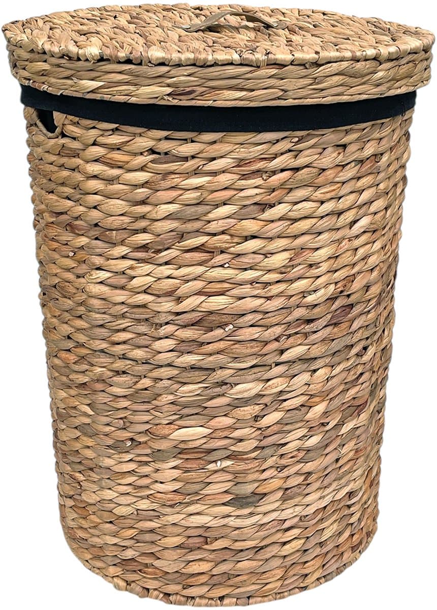 Lavandoux - Wasmand met Deksel - Waterhyacint - Naturel - S: Ø28 x H45 cm — afbeelding 1