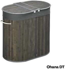 Ohana DT - Bamboe Wasmand Met Deksel - Wasmand 2 Vakken - 100L - 62.5x37x60.5 CM - Stijlvol Design - Afneembare Voering - — thumbnail 2