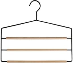 Broekrek van hout en metaal met meerdere lagen - Slank, elegant ontwerp - 2-pack - Ruimtebesparend - Meerdere hangers voor jeans, rokken, kleding, accessoires — thumbnail 3