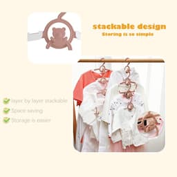 20 stuks kinderkledinghangers, stapelbaar, haken in de vorm van een beer, antislip, ruimtebesparende hangers voor babykleding (4 kleuren) — thumbnail 2