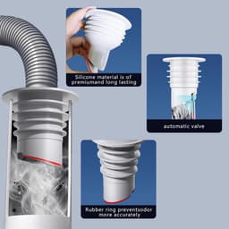Afvoerplug wasmachine - Rfdichtring - toepasbare buisbinnendiameter 60-65 mm - Aftapplug - Rioolafdichtingen - Afvoerplug afdekking vloer - afvoerbuis afdichting - anti-geur afvoerafdichting - met deksel - voor thuis, keuken en badkamer - grijs — thumbnail 2