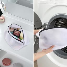 Schoenen Waszak - 2 stuks - Schoenen was tas - Wasnet Voor Schoenen - Schoenen / Sneakers - Herbruikbaar - Netje Anti-Vervorming - Met Rits En Hangende Ring - 42×24cm - White — thumbnail 4