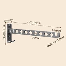 Wandgemonteerd kledingrek, opvouwbaar kledingrek met 8 stangen, 180° draaibaar droogrek van roestvrij staal voor badkamer, balkon, slaapkamer (zwart) — thumbnail 2