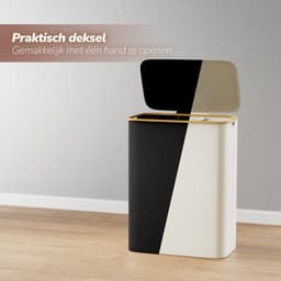 Wasmand 140 Liter met Deksel – 3 Vakken Was Sorteerder – Beige – Grote Wasmand voor Gezin – IN-HOMEXL Modena — thumbnail 4