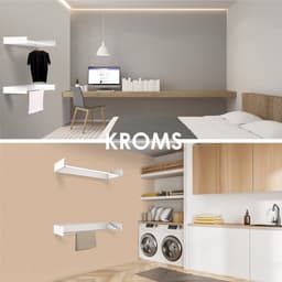 KROMS Full Color Wit 80cm Wanddroogrek - 4m Drooglengte - Incl. Boormal - Droogrek Inklapbaar - Wasrek Hangend - Uitklapbaar - Muur - Ophangbaar — thumbnail 5