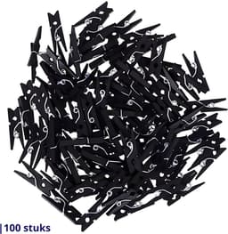 Knaak Mini Wasknijpers Zwart - Set van 100 Stuks - 2.5 cm - Houten Knijpers - Voor Decoratie & DIY — thumbnail 1