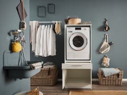 Wasmachine kast met verhoger - Wasmachine kast - Wasmachine ombouw meubel - Wit - Wasmachine ombouw kast - Hoogte 162 cm — thumbnail 1