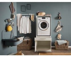 Wasmachine kast met verhoger - Wasmachine kast - Wasmachine ombouw meubel - Wit - Wasmachine ombouw kast - Hoogte 162 cm — afbeelding 1
