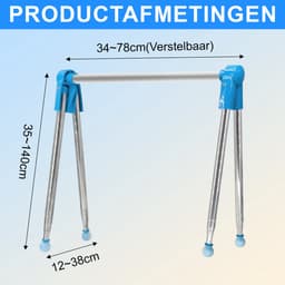 longziming Opvouwbaar Kledingrek - Draagbaar & Uitschuifbaar - Inklapbaar Wasrek - Lichtgewicht - Voor Reizen, Camping & Wasruimte - Droogtoren - Blauw — thumbnail 2