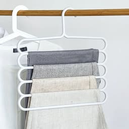 Twee witte multifunctionele broekrekken met vijf lagen, 5-laags hangende broekrekken, sjaalrekken, sjaalhangers en stropdashangers — thumbnail 3