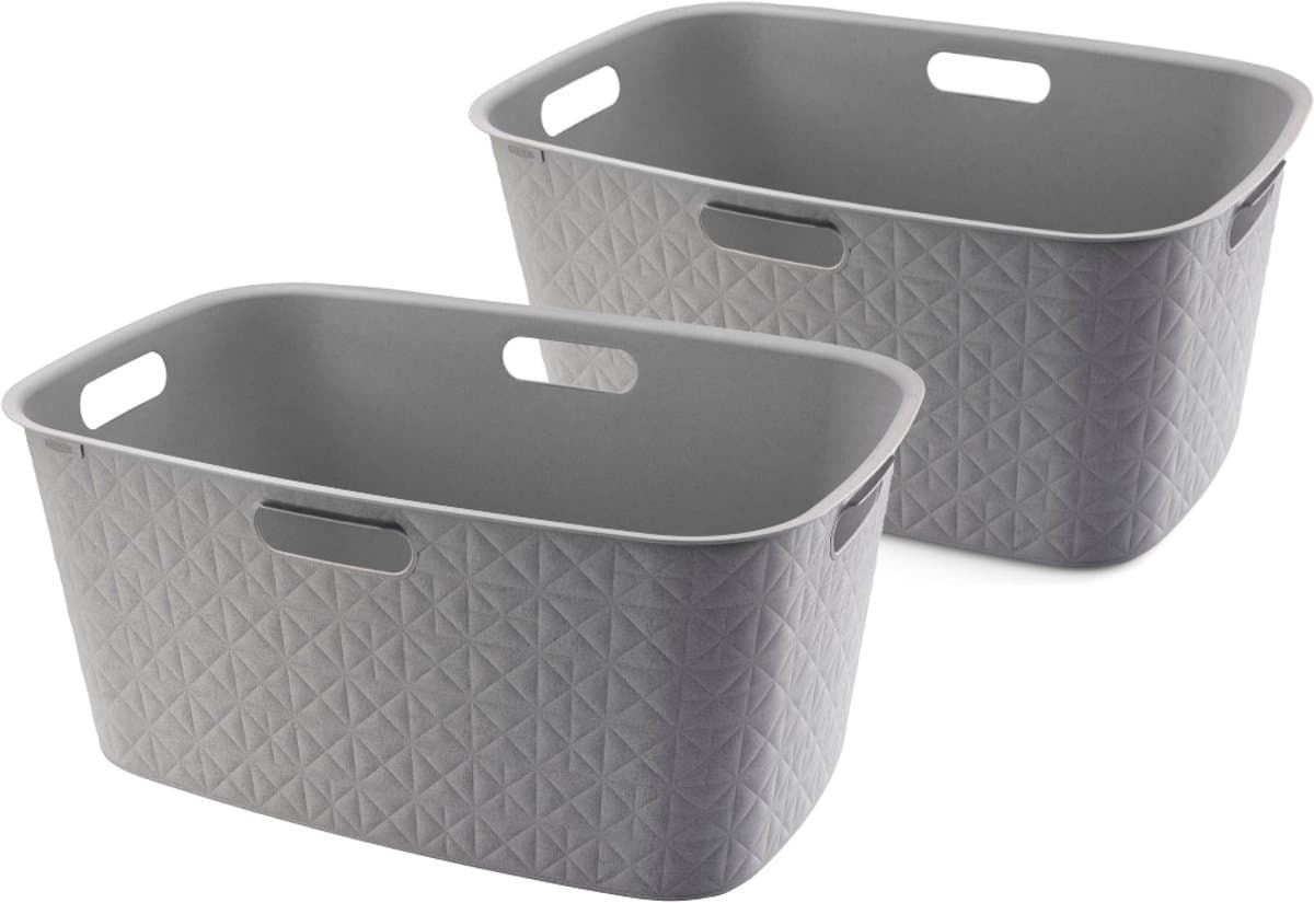 Curver Softex Wasmand - 45 liter - Set van 2 - 57x37x27cm - Taupe — afbeelding 1