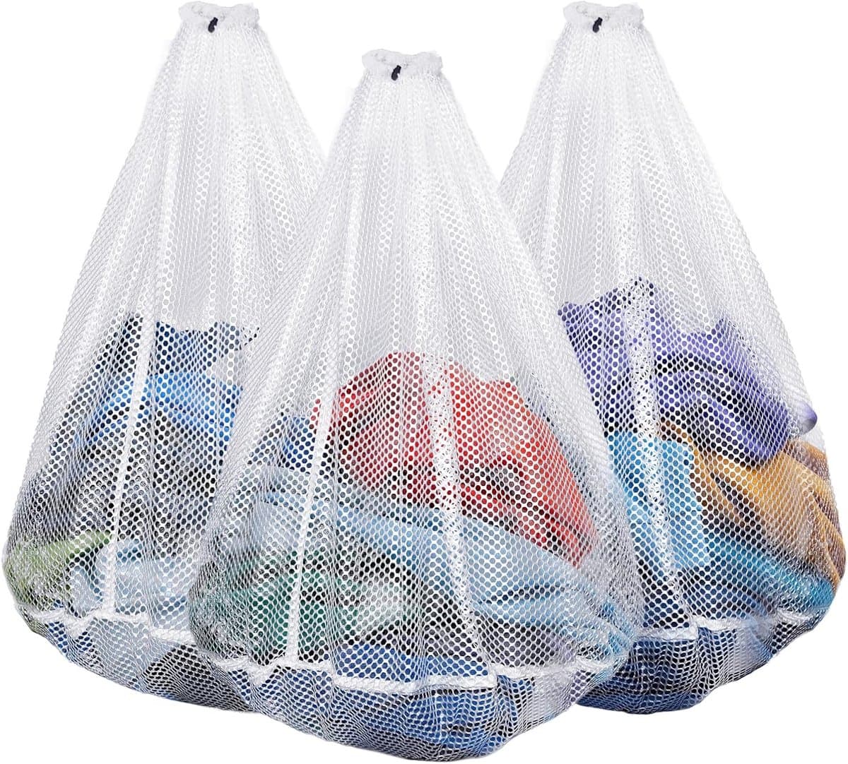 3 Waszak - Waszakken -geschikt voor wasmachine was en opbergzakken - met trekkoord - grofmazig (50x60 cm) — afbeelding 1