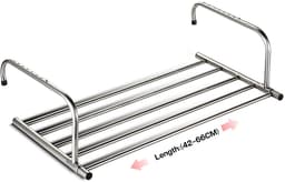 Uitschuifbaar Droogrek - RVS - Hangmodel - Voor balkon, radiator & muur - Binnen & Buiten - 42-66 cm — thumbnail 1