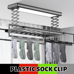 Erzekrim Sokkendroger, Sokkenhouder, Kledingrek, 4-pack Sokkenrek, Plastic Sokkenklemmen, Winddichte Sokkenhanger, voor Sokken, Ondergoed, Kleine Kleding — thumbnail 4