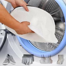 Schoenenwaszak 24 x 42 cm – Witte Waszak met Rits | Beschermt Schoenen & Wasmachine | Polyester Gaas | Herbruikbare Waszak voor Sneakers, Slippers & Accessoires — thumbnail 4