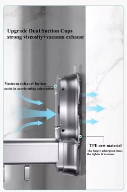Droogrek voor aan de muur, met zuignap, 90° opvouwbaar droogrek van aluminiumlegering voor binnen- en buitengebruik. — thumbnail 3