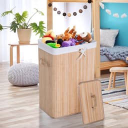 Bamboe wasmand 72 L - Luxe wasmand - Wassorteerder - Natuur - L40 x B30 x H60 cm — thumbnail 5