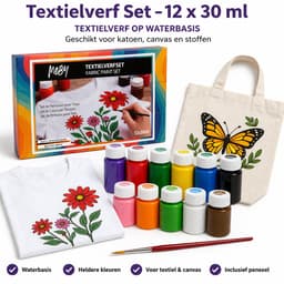 Bastelzone Textielverf Set - 12 kleuren, 30 ml per flesje - Machinewasbaar — thumbnail 5