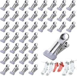 40 stuks wasknijpers van roestvrij staal, metalen klemmen, kleine wasknijpers zonder afdruk, sokkklemmen, wasknijpers, robuuste metalen klemmen, stevige handdoekklemmen, grijze handdoekklemmen — thumbnail 1