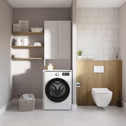 Hoge Kast voor Wasmachine en Wasdroger - Wit - 210 x 65 x 50/25 cm — thumbnail 3