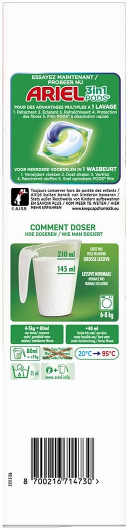 Ariel Waspoeder Color 25 Wasbeurten - 6 x 1,375 kg - Voordeelverpakking — thumbnail 5