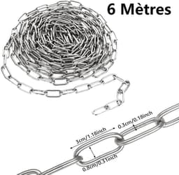 RVS ketting 3 mm, 6 m lang, roestvrij staal, 304 kwaliteit, stevig en duurzaam, geschikt voor hekopknoping, hond uitlaten, zwaaien en wasgoed drogen. — thumbnail 4