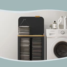SONGMICS - Wasmand - Wasmand met Deksel - 2 Compartimenten - Uitneembare Waszak - 150 Liter Capaciteit — thumbnail 5