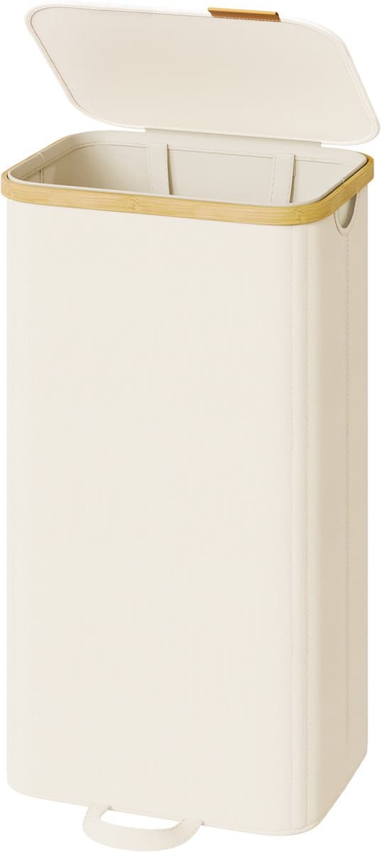 SONGMICS - Wasmand - Wasmand met Deksel - Uitneembare Zak - Bamboe Frame - Voor Wasruimte Slaapkamer — afbeelding 1