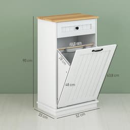 Badkamermeubel – Badkamerkast – Wasmand Meubel – Opbergmeubel – 54,5 Liter Wasmand – Gelakt MDF – Antislipvoetjes — thumbnail 3