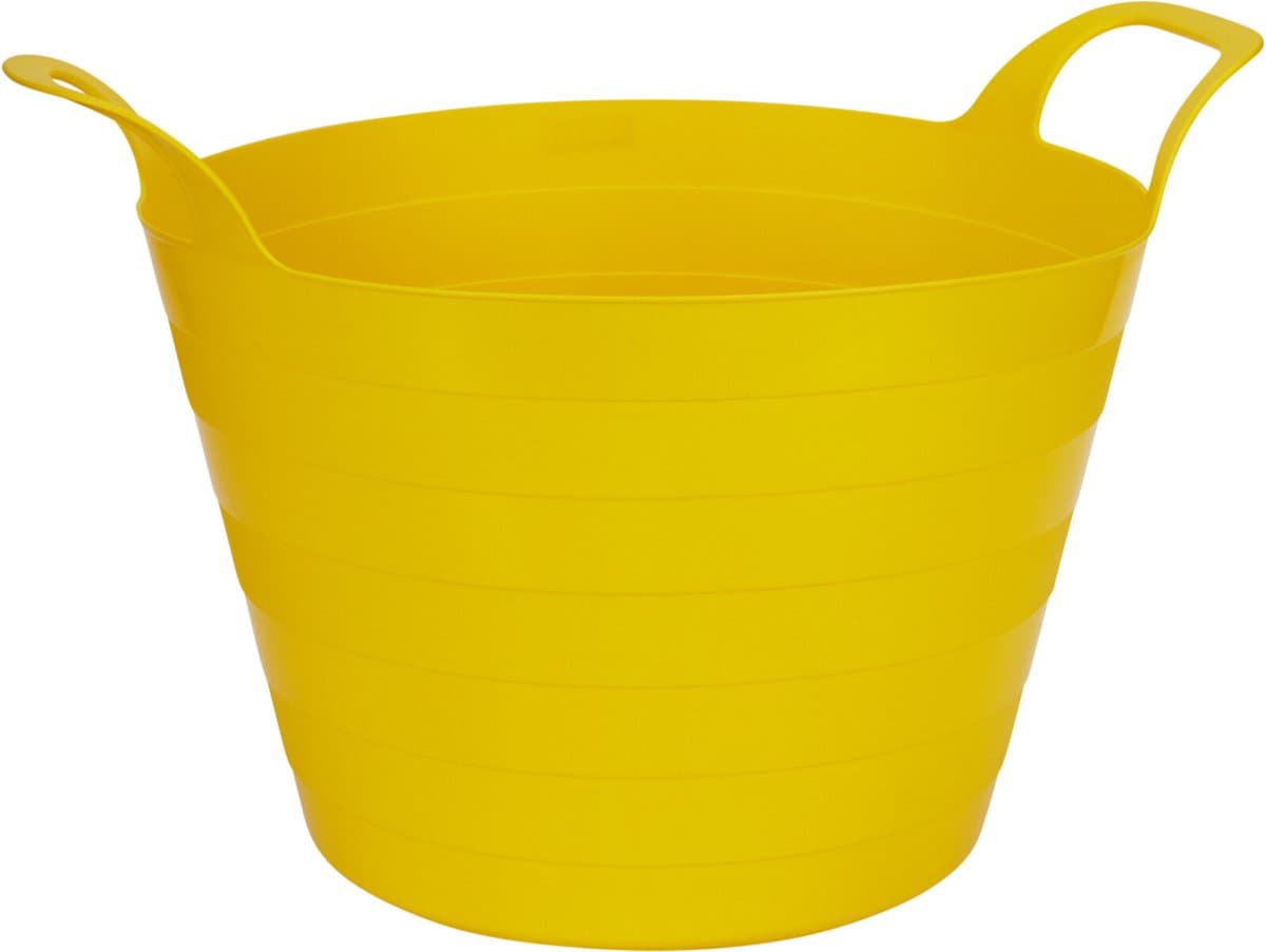 Excellent Houseware Flexibele wasmand - geel - 30 liter - kunststof - 54 x 37 cm - met handvatten — afbeelding 1