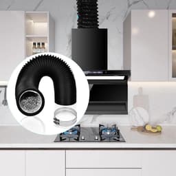 Flexibele Afzuigslang PVC Zwart - Aluminium Luchtkanaal 125 mm x 2,5m voor Afzuigkap, Badkamer & Droger - Inclusief Klemmen — thumbnail 3