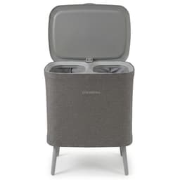 Loomera® Wasmand met Deksel 60L – Wassorteerder 2 Vakken – Wasmand met Poten – Wasbox met Waszak – Grijs — thumbnail 5