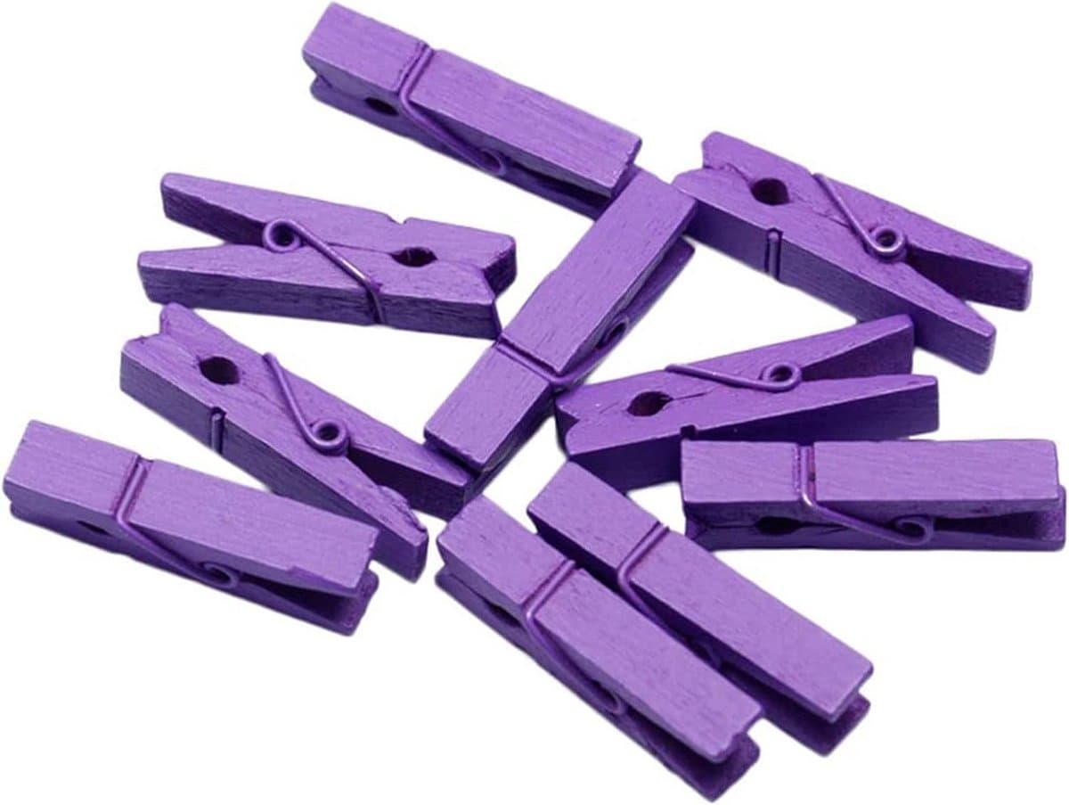 50x Mini Houten Knijpers 3,5 cm - Decoratieve Klemmen voor Foto's, Kaarten en Knutselwerk — afbeelding 1