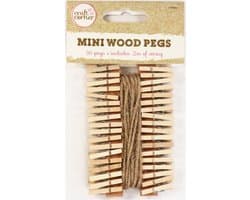Houten Knijpers met Jute Touw - Mini Wasknijpers voor Decoratie en Knutselen