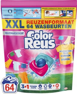 Color Reus 3+1 Power Caps - Wascapsules Wasmiddel - Gekleurde Was - 64 Wasbeurten - Grootverpakking — thumbnail 1