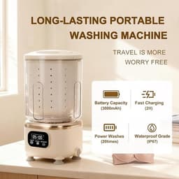 Draagbare wasmachine, ultrasone wasmachine voor lingerie, kleine wasmachine, compact ontwerp, geschikt voor het wassen van bh's, sokken en kleine kledingstukken, ideaal voor thuis, op reis en buitenactiviteiten (wit). — thumbnail 3