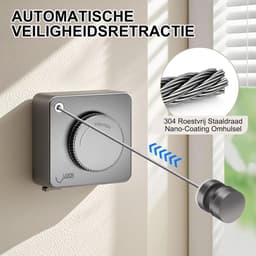 CLVP® Waslijn Uittrekbaar - Wanddroogrek - Wasdraad — thumbnail 5