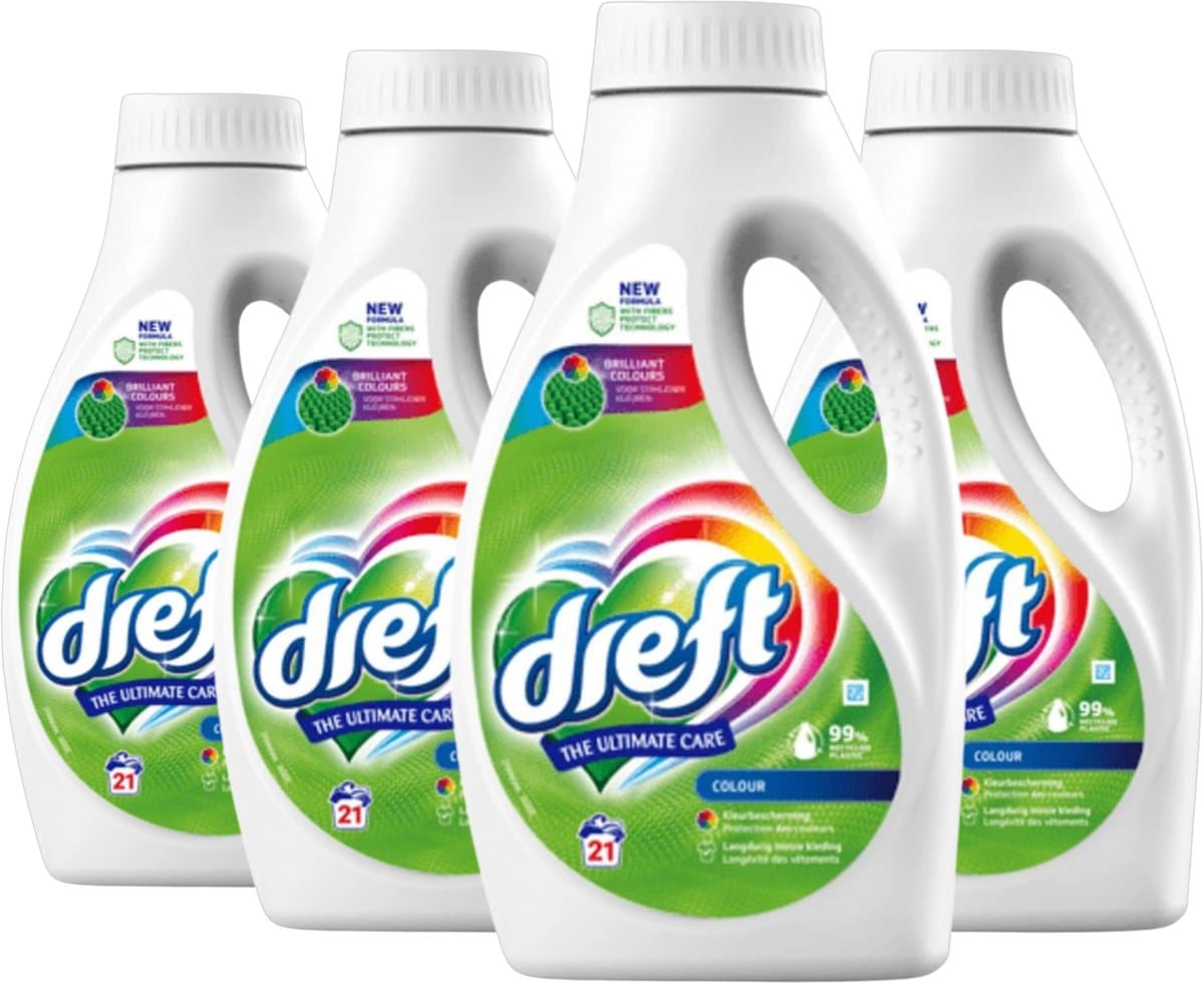 Dreft vloeibaar wasmiddel 84 wasbeurten 'Color' - 4x 21 wasbeurten (4 x 945ML) - Stralende kleuren - Tegen kleurdoorloop - 945ml inhoud — afbeelding 1
