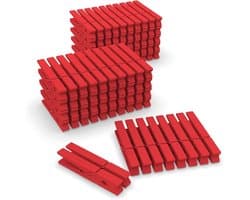 Houten Was Knijpers - Kledinghangers Klemmen - Knutselen Ophangen - Natuurlijk Materiaal - 7.5 Cm - Rood