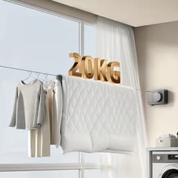 Intrekbare waslijn met stevige roestvrijstalen draad voor binnen en buiten - Onzichtbare Vierkante Waslijn - Zwart — thumbnail 3