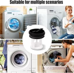 longziming -2-delige Pluisfilter voor Wasmachine – Universeel Vervangfilter – Geschikt voor de Meeste Wasmachines – wit — thumbnail 4