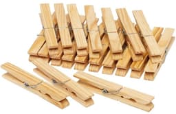 Wasknijperzak met karabijn - inclusief 100x stuks bamboe houten wasknijpers - was ophangen - met haak — thumbnail 3