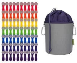 Kleurrijke wasknijpers met roestvrijstalen veren en canvas opbergtas — thumbnail 1