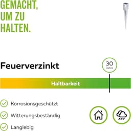 Grondanker Hout - Paalhouder Bodem - Hekken Plaatsen - Thermisch Verzinkt Staal - 91x91x750mm - Zilverkleurig — thumbnail 3