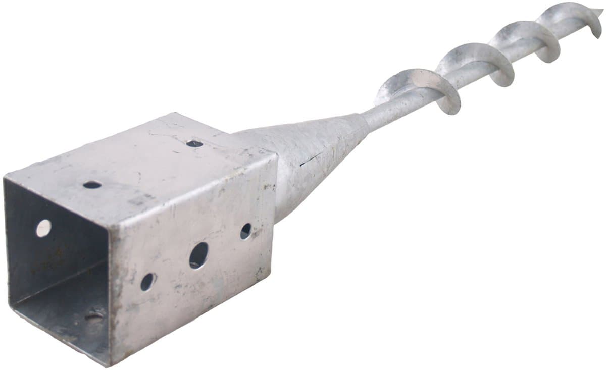 Paalhouder met Pen en Spiraal Vuurverzinkt Vierkanthout 91x91x795 mm — afbeelding 1